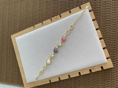 Özel Seri Gold Üç Renkli Damla  Tasarım Bileklik