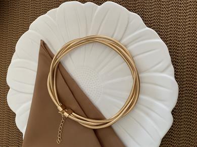 Özel Seri Gold Üç Sıra Boru Tel Kıvrımlı Cooker Kolye 