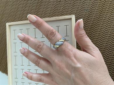 Özel Seri Gold Zirkon Gümüş Taşlı Burgu Yüzük