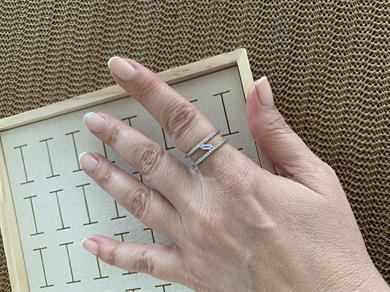 Özel Seri Gold Zirkon Taşlı İkili Baget Tek Taş Yüzük