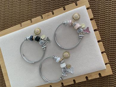 Özel Seri Gümüş İncili Güneş Charm Bilezik