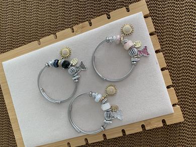 Özel Seri Gümüş İncili Güneş Charm Bilezik