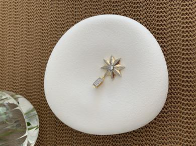 Özel Seri Gümüş Taşlı Tek Taş Detay Yıldız Charm