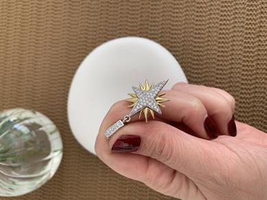 Özel Seri Gümüş Zirkon Taşlı Yıldız Tasarım Charm