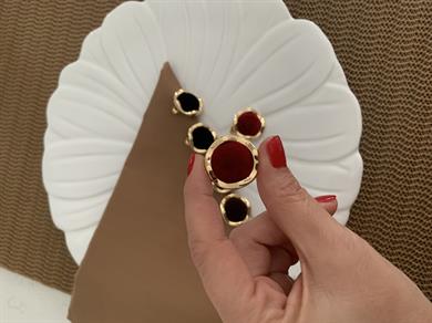 Özel Seri Kadife Daire Tasarım Küpe