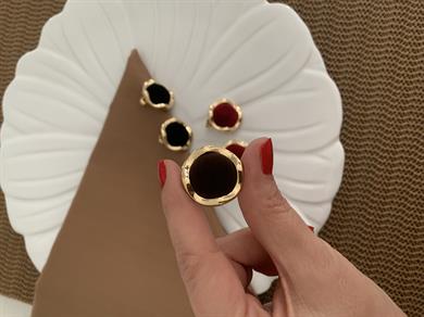 Özel Seri Kadife Daire Tasarım Küpe