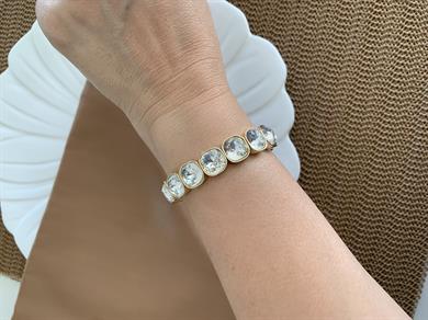 Özel Seri Kare Tek Taşlı Lastik Bilezik