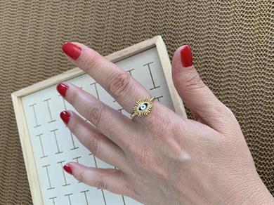 Özel Seri Mavi Kirpikli Göz Nazar Yüzük