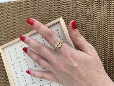 Özel Seri Mavi Kirpikli Göz Nazar Yüzük