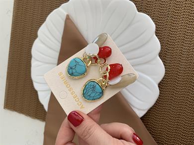 Özel Seri Orj Marka Fİrüze Damla Sallantılı Tasarım Küpe