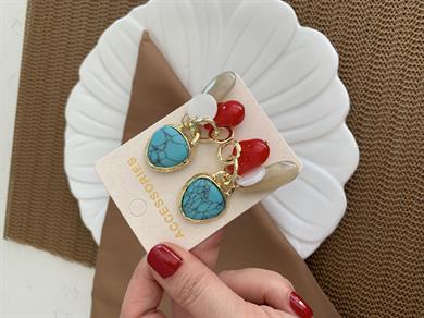 Özel Seri Orj Marka Fİrüze Damla Sallantılı Tasarım Küpe