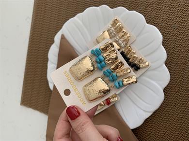 Özel Seri Orj Marka Plaka Kare Ezme Tasarım Küpe