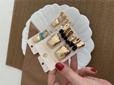 Özel Seri Orj Marka Plaka Kare Ezme Tasarım Küpe