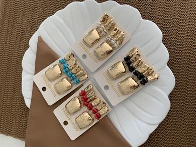 Özel Seri Orj Marka Plaka Kare Ezme Tasarım Küpe