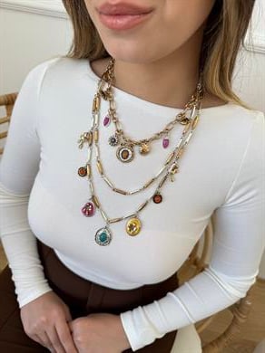 Özel Seri Orjinal Marka Mix Renkli Fruze Çiçek Charm Kolye 