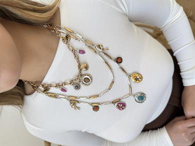 Özel Seri Orjinal Marka Mix Renkli Fruze Çiçek Charm Kolye 