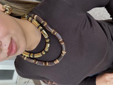 Özel Seri Orjinal Marka Plaka Boru Tahta Detaylı Tasarım Kolye 