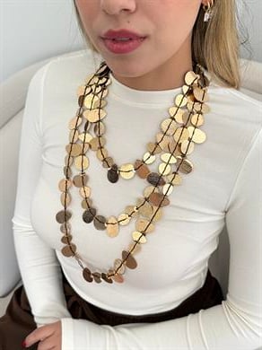 Özel Seri Orjinal Marka Üç Sıra Metal Plaka Tasarım Kolye 