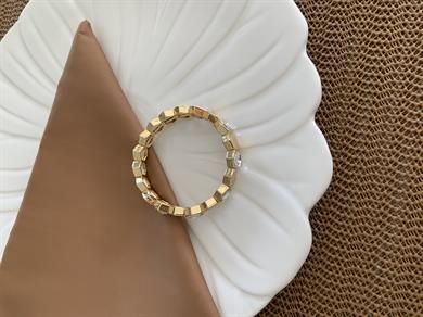 Özel Seri Plaka Beşgen Tek Taşlı Lastik Bilezik