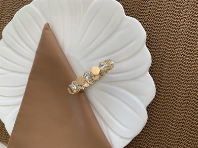 Özel Seri Plaka Beşgen Tek Taşlı Lastik Bilezik