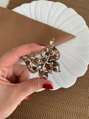 Özel Seri  Renkli Baget Taşlı Kelebek Figürlü Broş