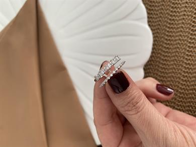 Özel Seri Zirkon Taşlı 2 Sıra Tasarım Yüzük