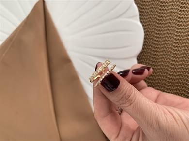 Özel Seri Zirkon Taşlı 2 Sıra Tasarım Yüzük