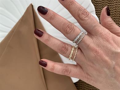 Özel Seri Zirkon Taşlı 2 Sıra Tasarım Yüzük