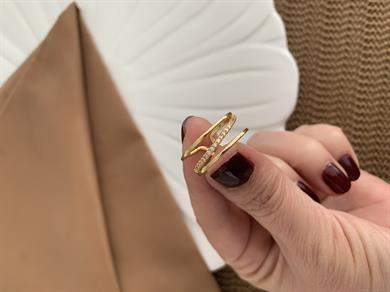 Özel Seri Zirkon Taşlı 3 Sıra Alyans Yüzük