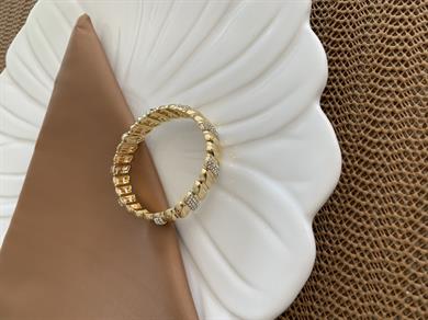 Özel Seri Zirkon Taşlı Bombeli Plaka Lastik Bilezik