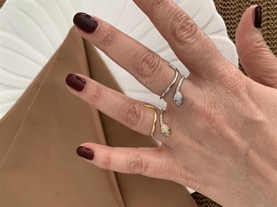 Özel Seri Zirkon Taşlı Kalın Yılan Yüzük