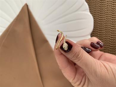 Özel Seri Zirkon Taşlı Kalın Yılan Yüzük