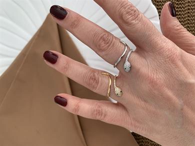 Özel Seri Zirkon Taşlı Kalın Yılan Yüzük