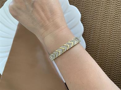 Özel Seri Zirkon Taşlı V Tasarım Lastik Bilezik