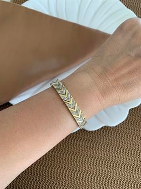 Özel Seri Zirkon Taşlı V Tasarım Lastik Bilezik