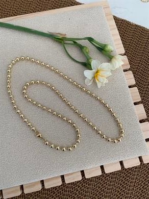 Vip 14k 59 cm Plaka İri Topçuk Sıralı Kolye