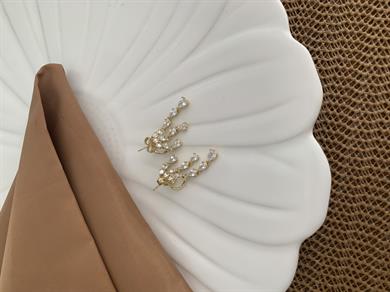 Vip 14k Baget Taş Damla Sallantılı Tasarım Küpe