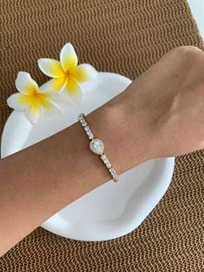 Vip 14k Damla Kare Zirkon Taşlı Tasarım Bileklik