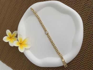 Vip 14k Dört Sıra Hasır Kare Taşlı Bileklik