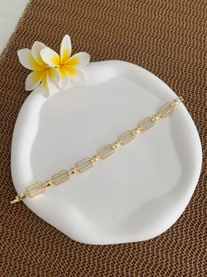 Vip 14k Gömme Taş Dikdörtgen Sıralı Tasarım Bileklik