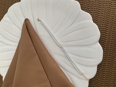 Vip 14k İki Sıra İncili Kare Tek Taşlı Bileklik