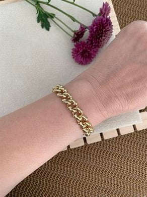 Vip 14k Kalın İç İçe Geçme Biyeli Zincir Bileklik