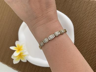 Vip 14k Kare Baget Taş Sıralı Bileklik