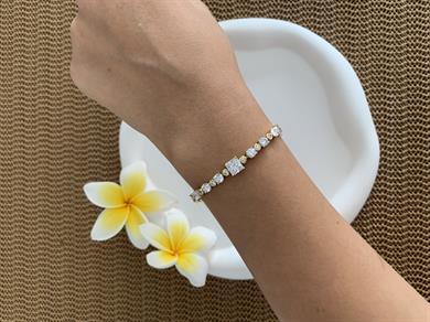 Vip 14k Kare Taşlı Damla Sıralı Bileklik