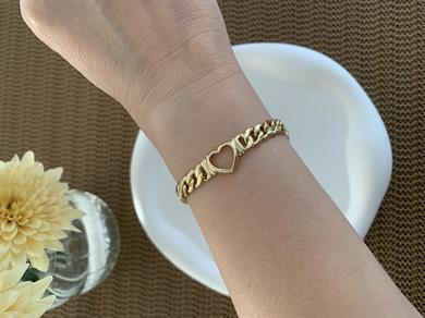 Vip 14k Klasik Zincirli Kalp Bileklik