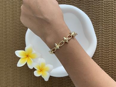 Vip 14k Oval Zincirli Çivi Tasarım Bileklik