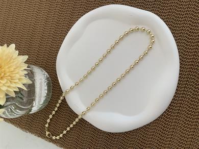 Vip 14k Plaka İri Topçuk Sıralı Kolye