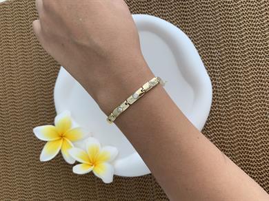 Vip 14k Plaka Zincir Sıralı Tek Taş Detaylı Bileklik