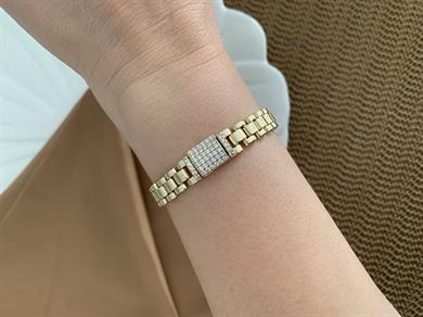 Vip 14k Zirkon Taşlı Biyeli Gurmet Bileklik