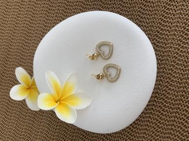 Vip 14k Zirkon Taşlı Kalp Sallantılı Küpe